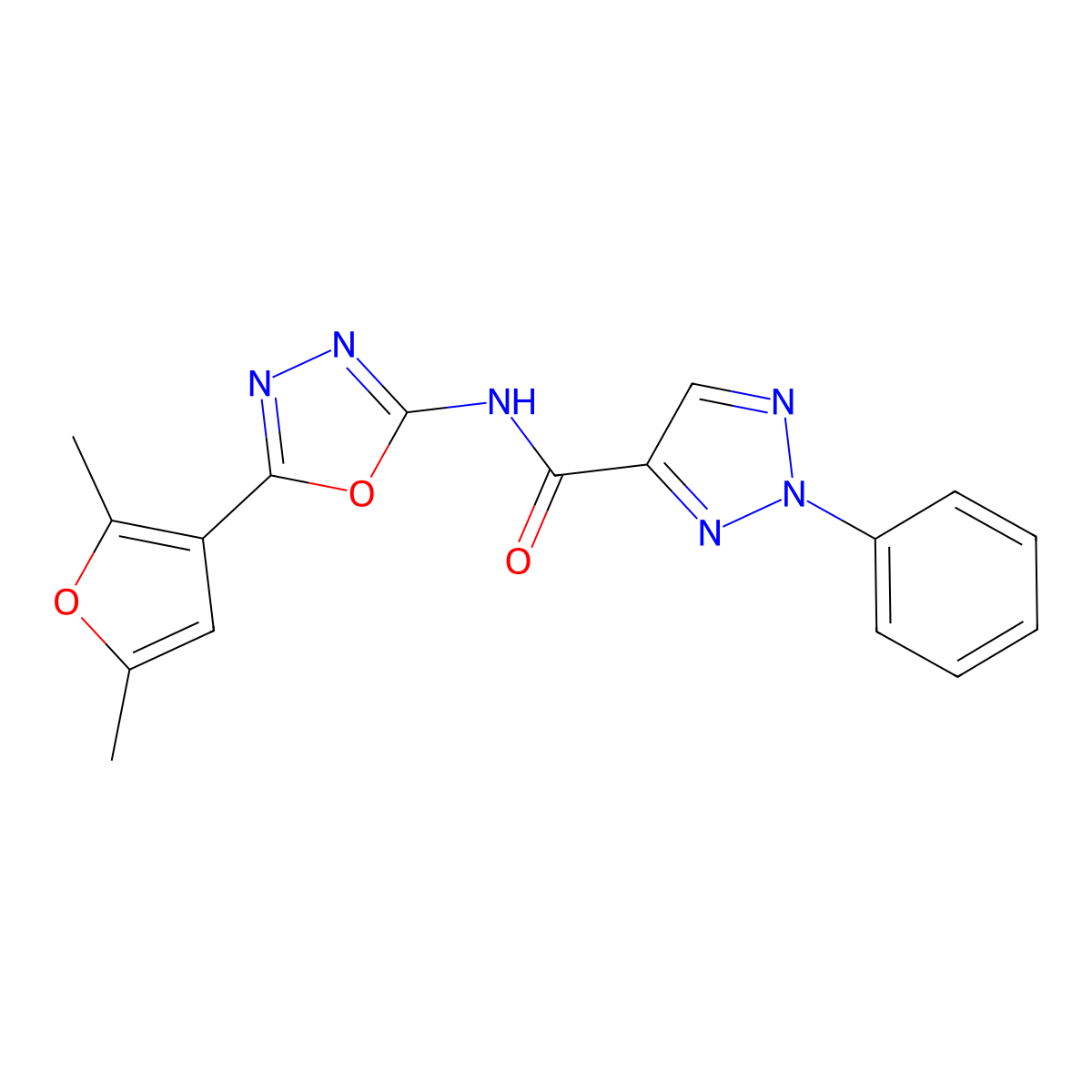 N-[5-(2,5-dimethylfuran-3-yl)-1,3,4-oxadiazol-2-yl]-2-phenyl-2H-1,2,3-triazole-4-carboxamide molecular structure, CAS 1351659-24-9