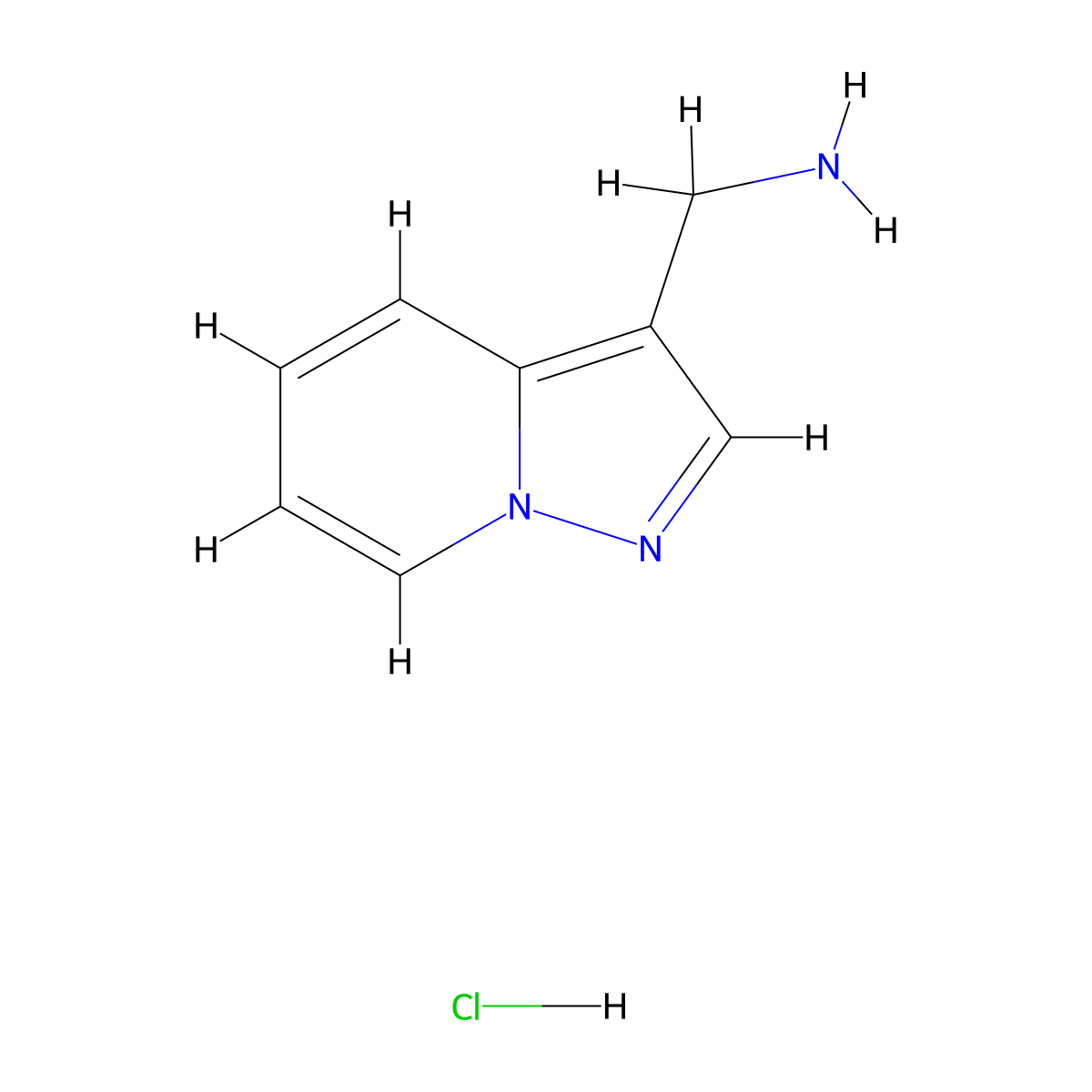 Pyrazolo(1,5-a)pyridin-3-ylmethanamine hydrochloride molecular structure, CAS 1351659-25-0