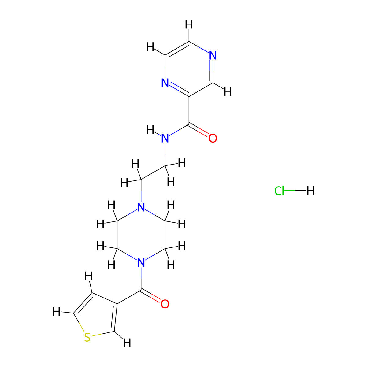 N-{2-[4-(Thiophene-3-carbonyl)piperazin-1-YL]ethyl}pyrazine-2-carboxamide hydrochloride molecular structure, CAS 1351659-27-2