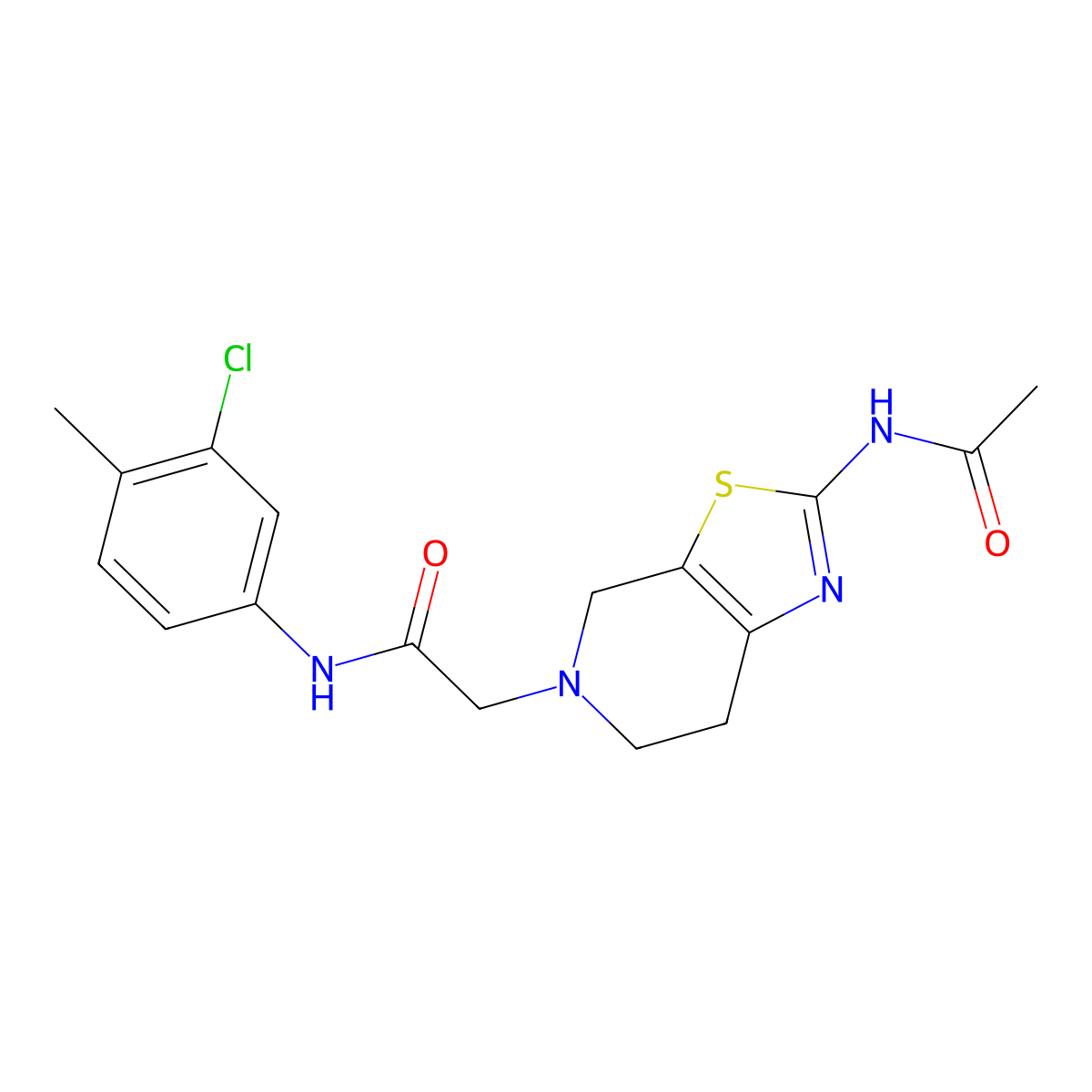 2-(2-acetamido-6,7-dihydrothiazolo[5,4-c]pyridin-5(4H)-yl)-N-(3-chloro-4-methylphenyl)acetamide molecular structure, CAS 1351659-31-8
