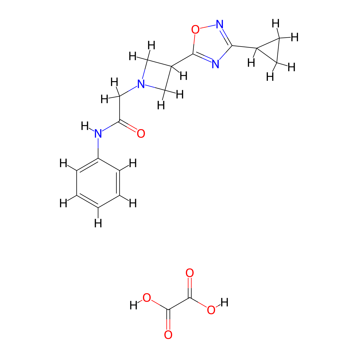2-(3-(3-cyclopropyl-1,2,4-oxadiazol-5-yl)azetidin-1-yl)-N-phenylacetamide oxalate molecular structure, CAS 1351659-33-0