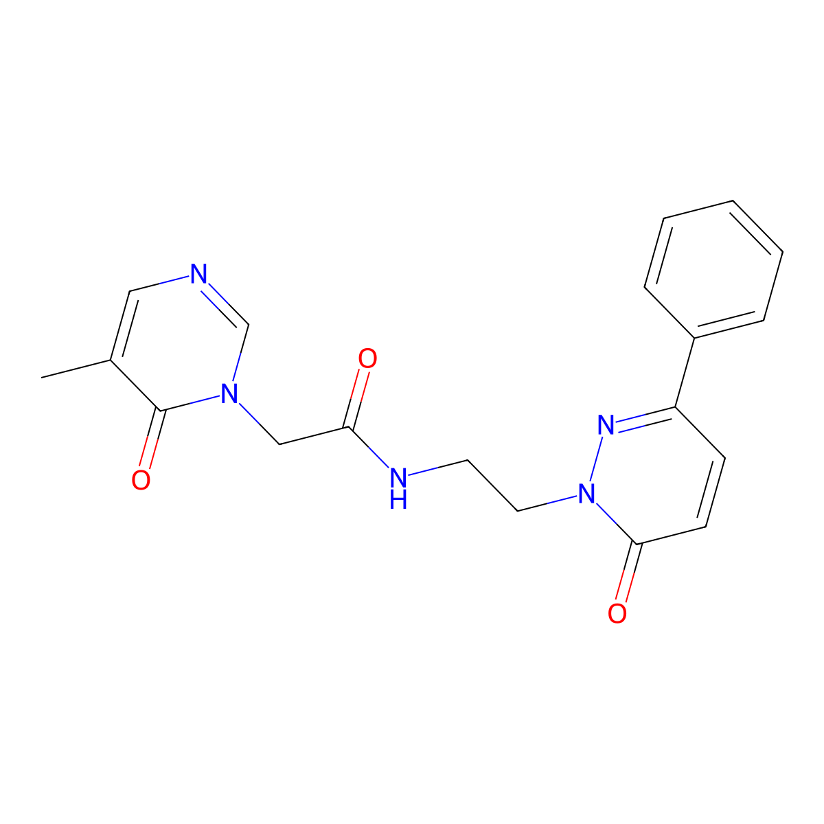 2-(5-methyl-6-oxopyrimidin-1(6H)-yl)-N-(2-(6-oxo-3-phenylpyridazin-1(6H)-yl)ethyl)acetamide molecular structure, CAS 1351659-34-1
