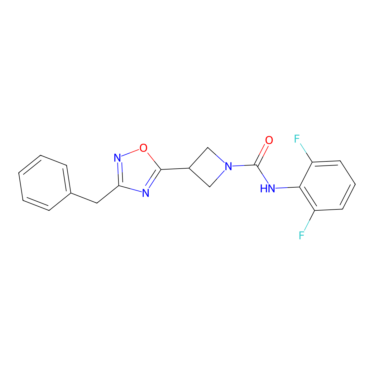 3-(3-benzyl-1,2,4-oxadiazol-5-yl)-N-(2,6-difluorophenyl)azetidine-1-carboxamide molecular structure, CAS 1351659-40-9