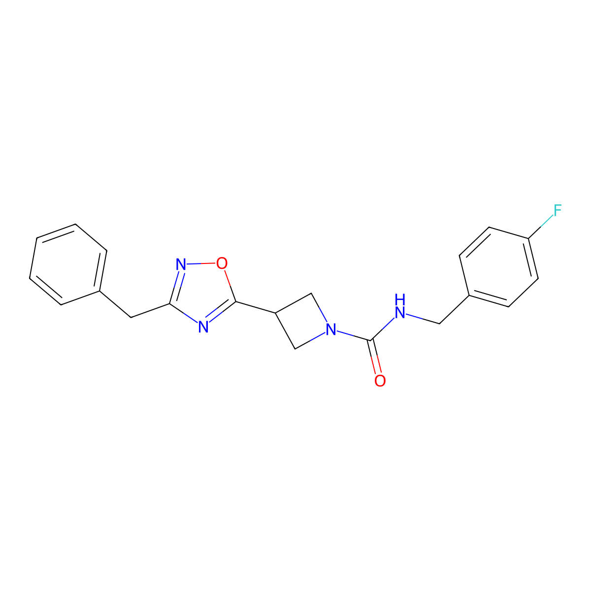 3-(3-benzyl-1,2,4-oxadiazol-5-yl)-N-(4-fluorobenzyl)azetidine-1-carboxamide molecular structure, CAS 1351659-52-3