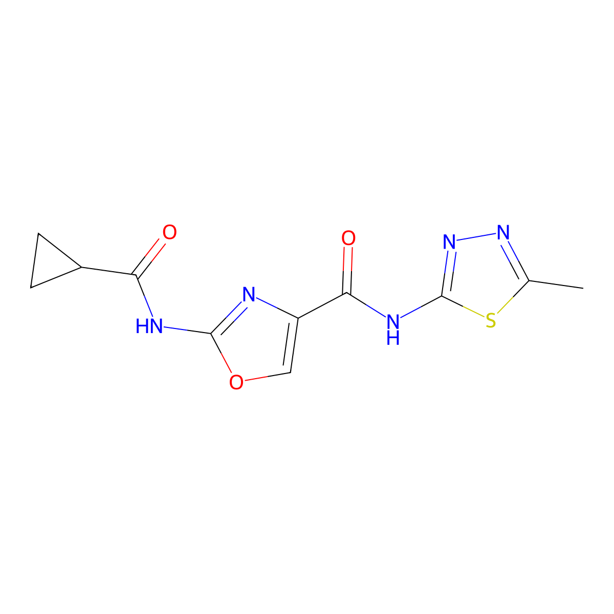 2-(cyclopropanecarboxamido)-N-(5-methyl-1,3,4-thiadiazol-2-yl)oxazole-4-carboxamide molecular structure, CAS 1351659-57-8