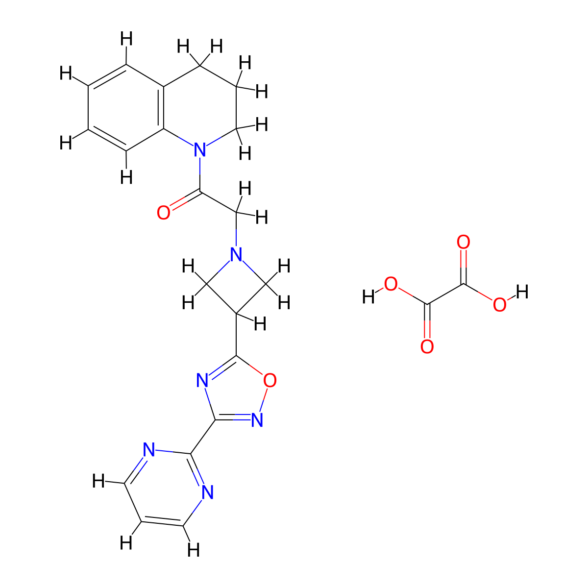 1-(3,4-dihydroquinolin-1(2H)-yl)-2-(3-(3-(pyrimidin-2-yl)-1,2,4-oxadiazol-5-yl)azetidin-1-yl)ethanone oxalate molecular structure, CAS 1351659-61-4