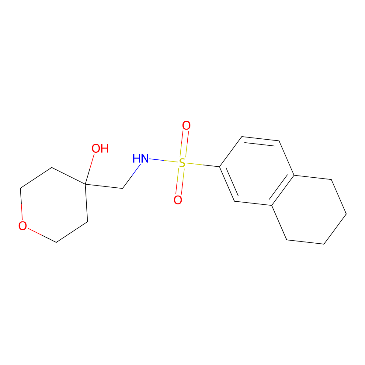 N-[(4-hydroxyoxan-4-yl)methyl]-5,6,7,8-tetrahydronaphthalene-2-sulfonamide molecular structure, CAS 1351659-62-5