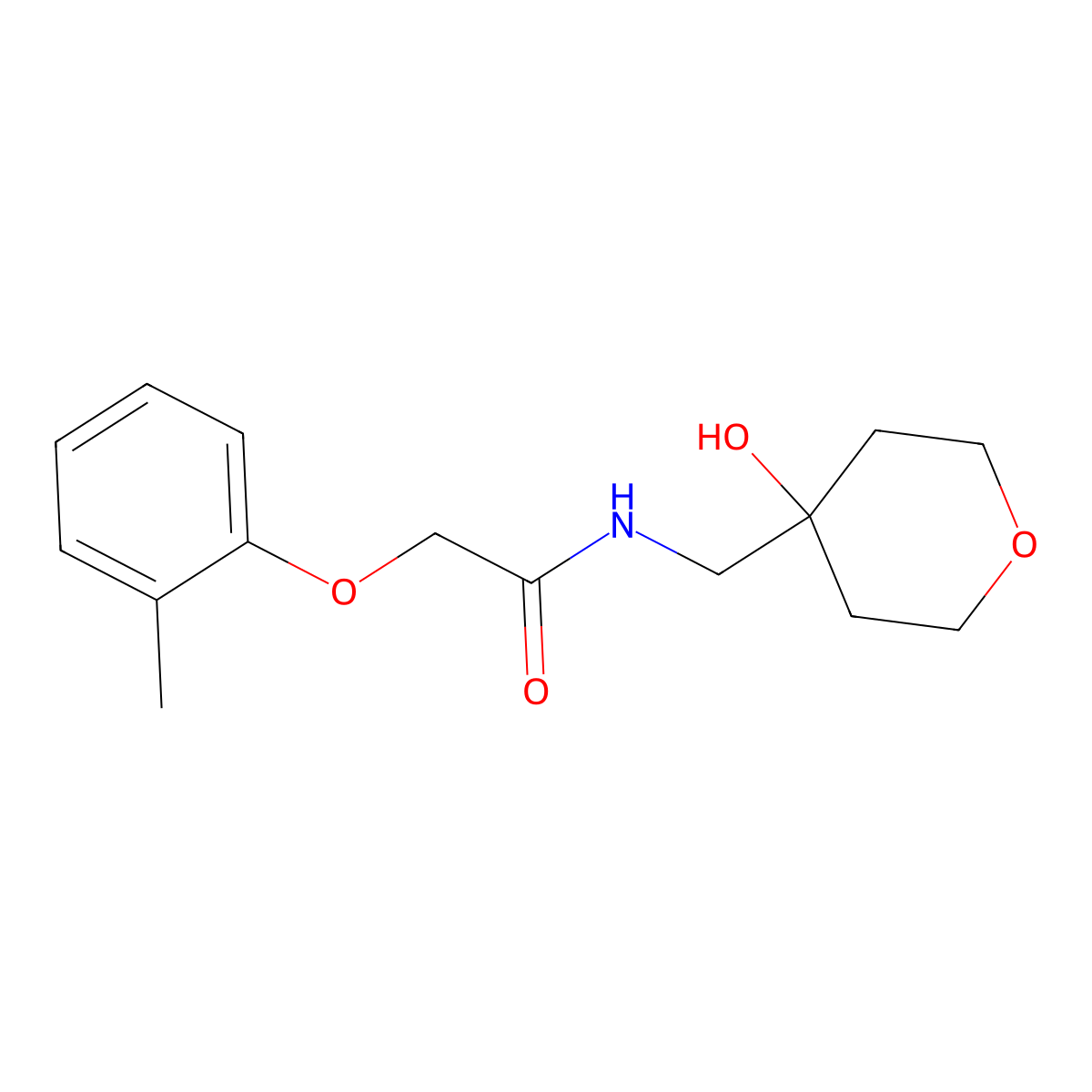 N-((4-hydroxytetrahydro-2H-pyran-4-yl)methyl)-2-(o-tolyloxy)acetamide molecular structure, CAS 1351659-63-6