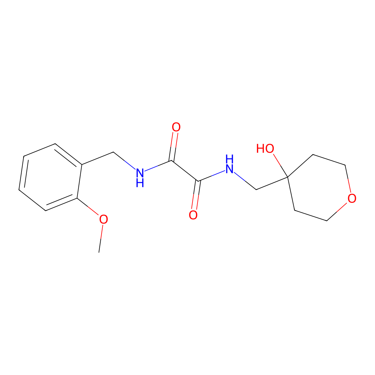 N1-((4-hydroxytetrahydro-2H-pyran-4-yl)methyl)-N2-(2-methoxybenzyl)oxalamide molecular structure, CAS 1351659-65-8