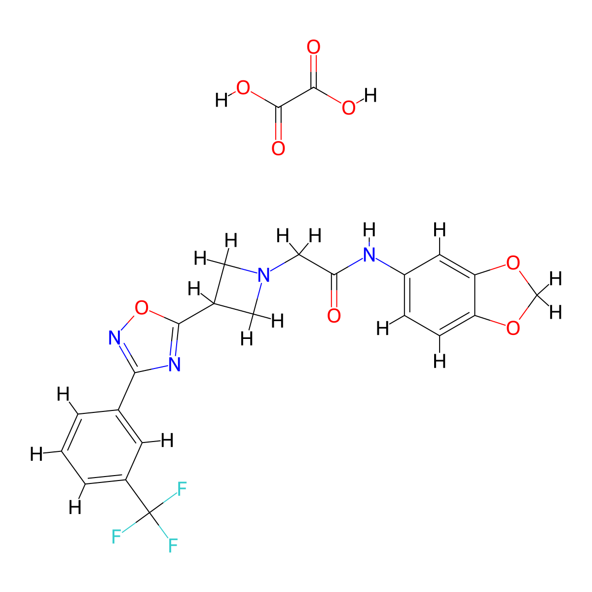 N-(benzo[d][1,3]dioxol-5-yl)-2-(3-(3-(3-(trifluoromethyl)phenyl)-1,2,4-oxadiazol-5-yl)azetidin-1-yl)acetamide oxalate molecular structure, CAS 1351659-74-9