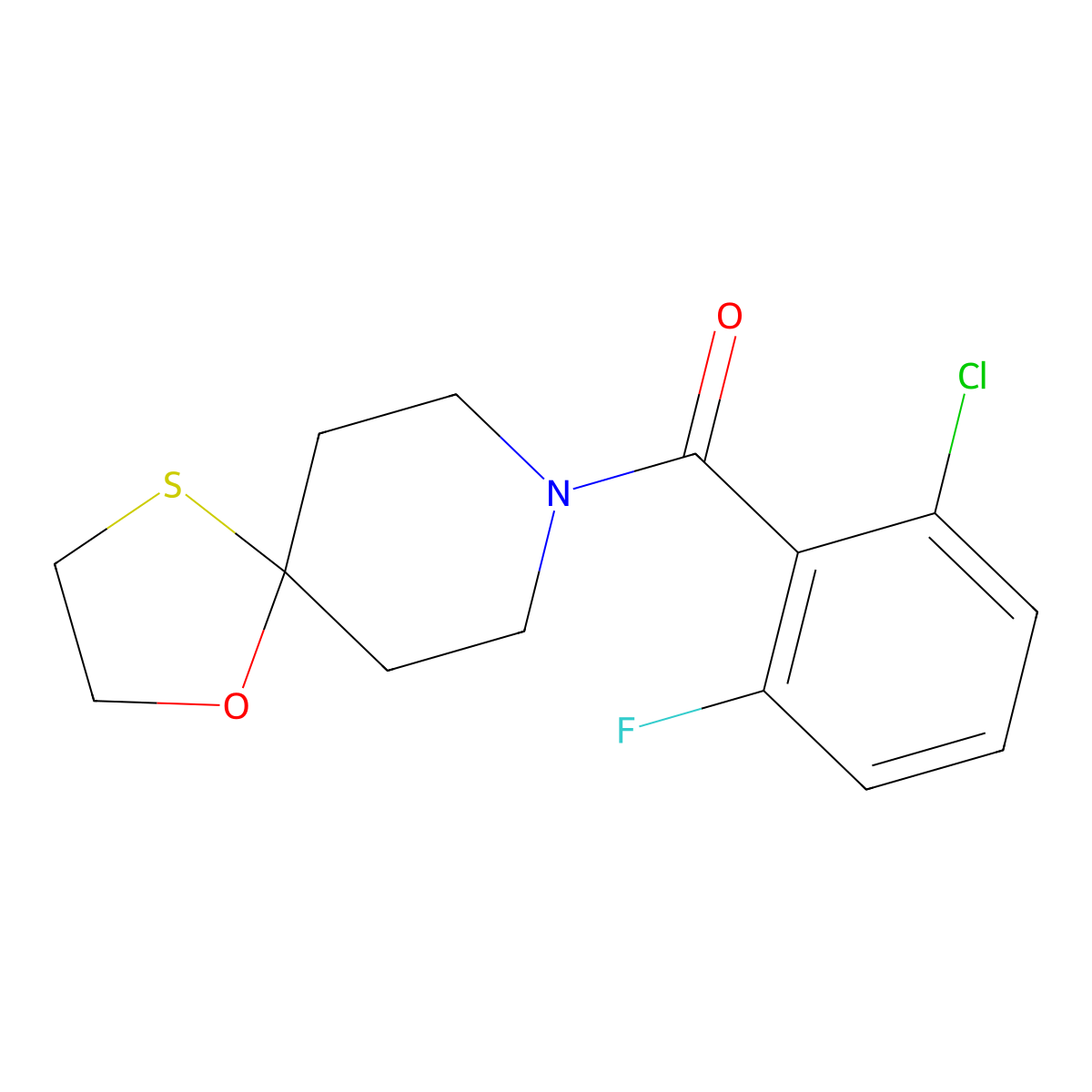 (2-Chloro-6-fluorophenyl)(1-oxa-4-thia-8-azaspiro[4.5]decan-8-yl)methanone molecular structure, CAS 1351659-82-9