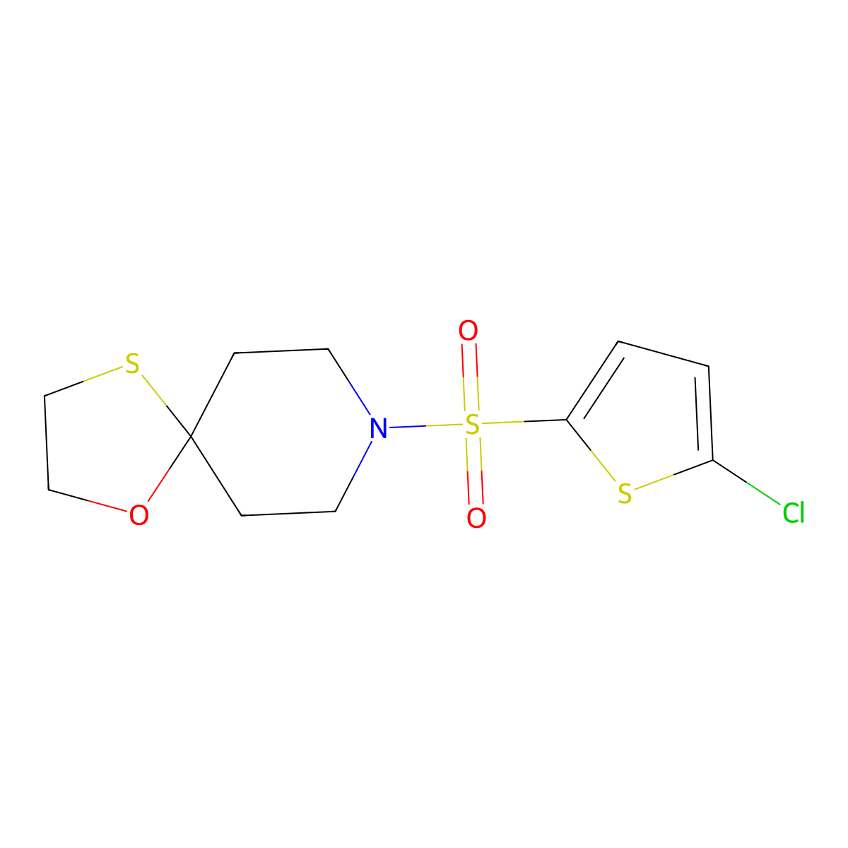 8-((5-Chlorothiophen-2-yl)sulfonyl)-1-oxa-4-thia-8-azaspiro[4.5]decane molecular structure, CAS 1351659-89-6