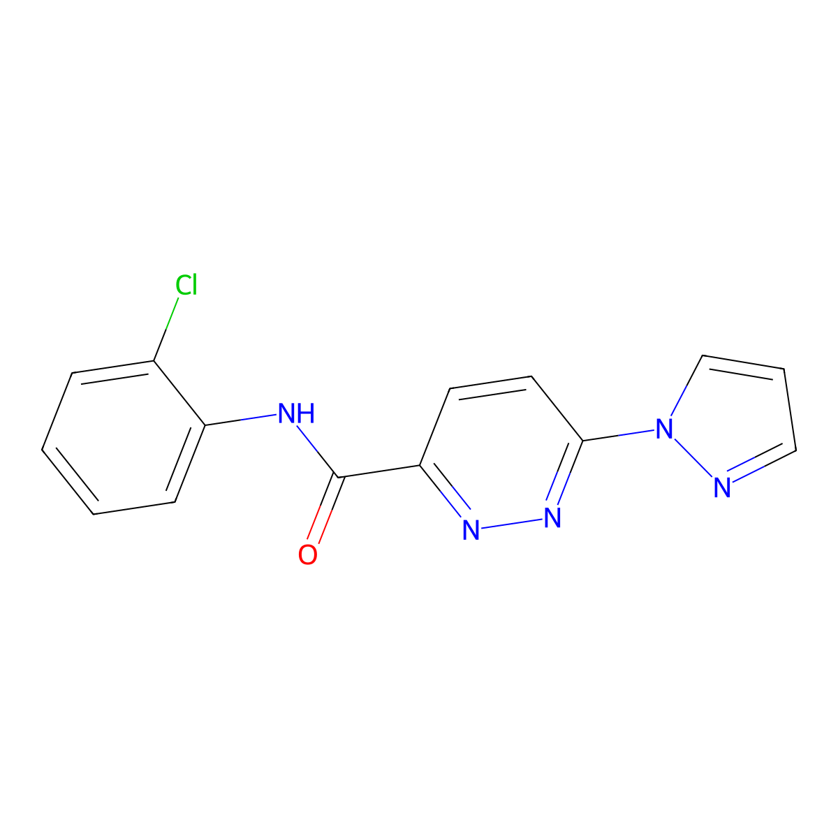 N-(2-chlorophenyl)-6-(1H-pyrazol-1-yl)pyridazine-3-carboxamide molecular structure, CAS 1351659-91-0