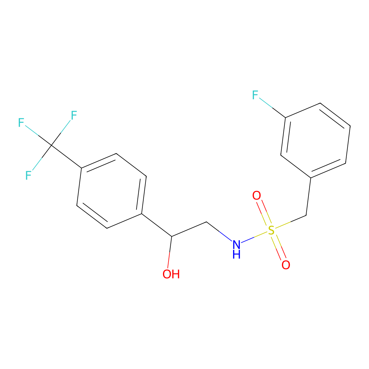 1-(3-fluorophenyl)-N-{2-hydroxy-2-[4-(trifluoromethyl)phenyl]ethyl}methanesulfonamide molecular structure, CAS 1351659-96-5