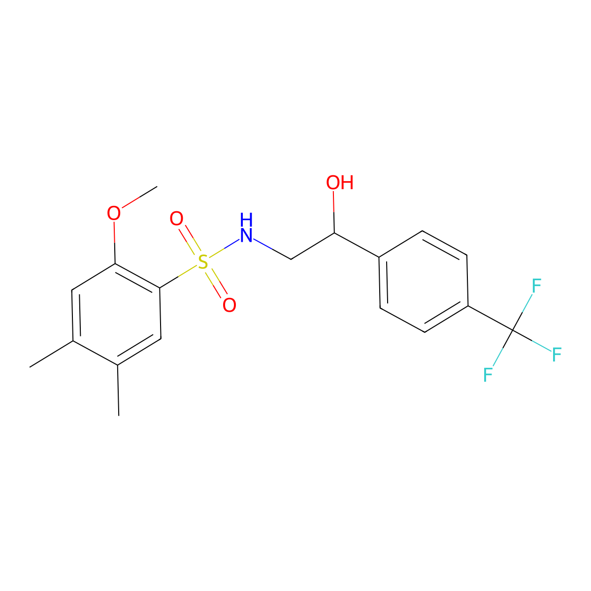 N-(2-hydroxy-2-(4-(trifluoromethyl)phenyl)ethyl)-2-methoxy-4,5-dimethylbenzenesulfonamide molecular structure, CAS 1351659-99-8