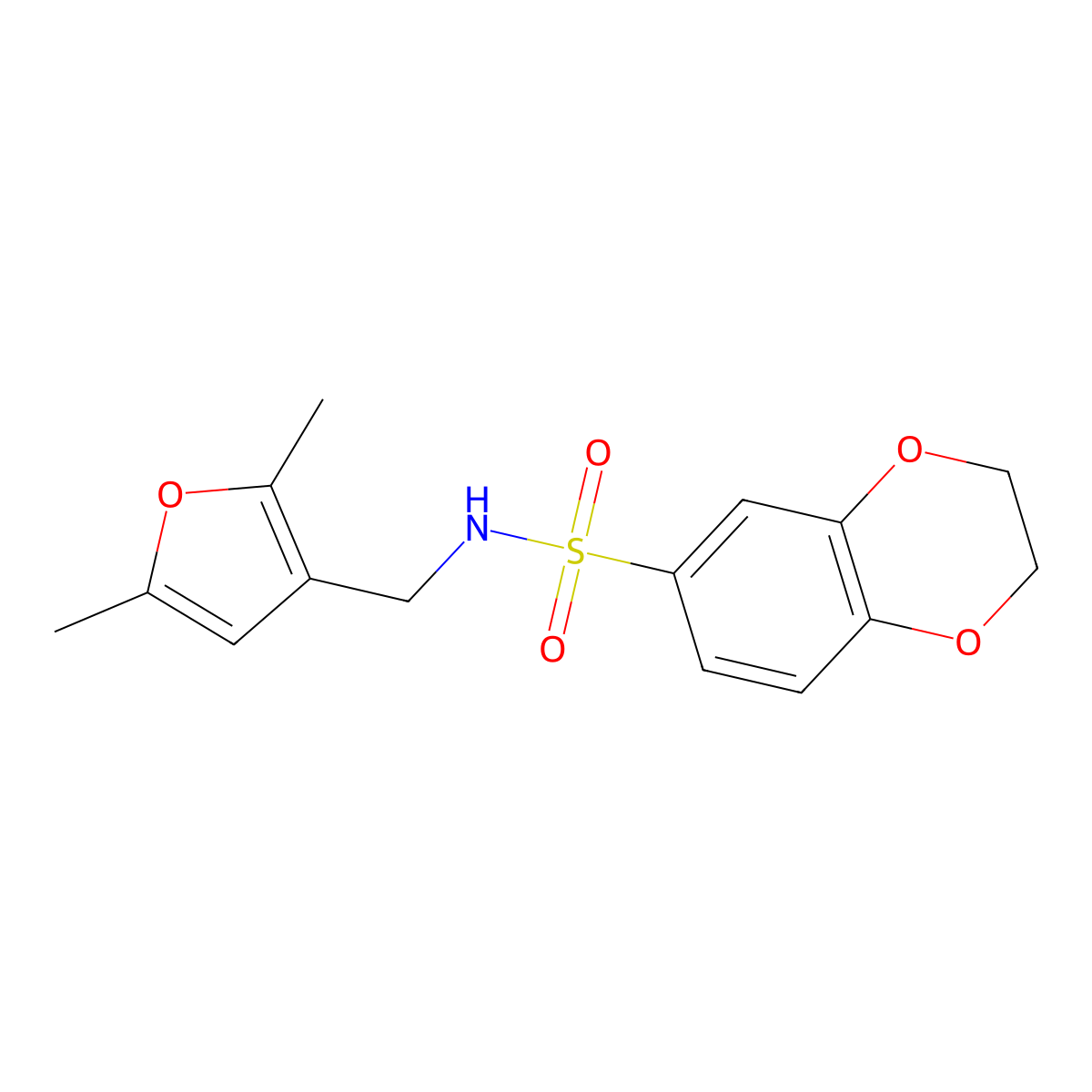 N-((2,5-dimethylfuran-3-yl)methyl)-2,3-dihydrobenzo[b][1,4]dioxine-6-sulfonamide molecular structure, CAS 1351660-01-9