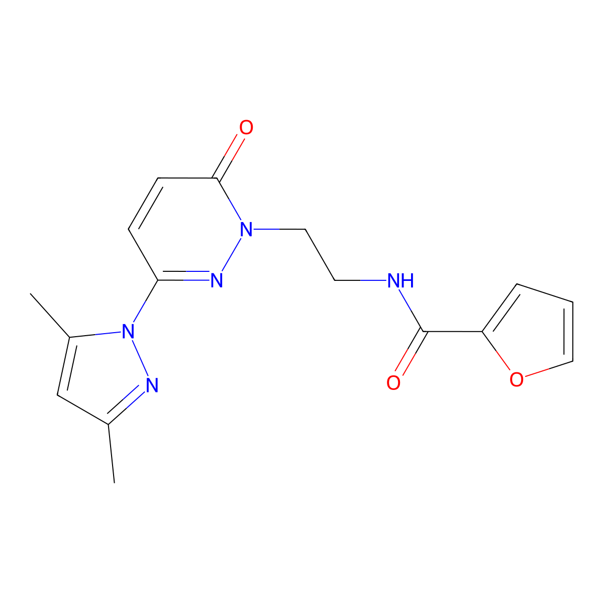 N-(2-(3-(3,5-dimethyl-1H-pyrazol-1-yl)-6-oxopyridazin-1(6H)-yl)ethyl)furan-2-carboxamide molecular structure, CAS 1351660-03-1