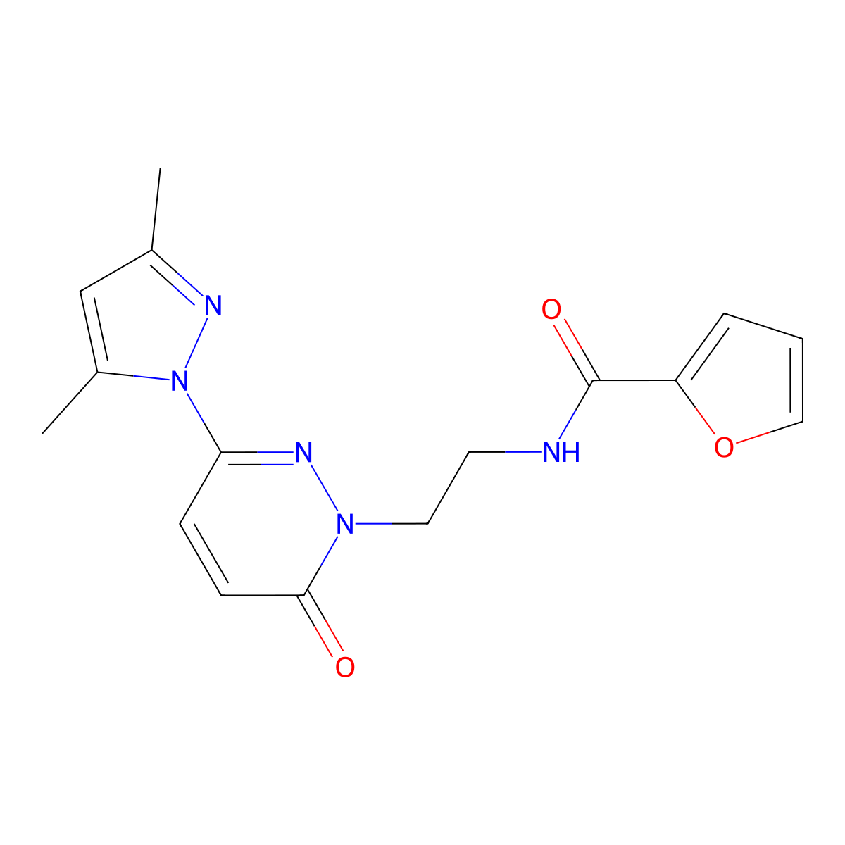 N-(2-(3-(3,5-dimethyl-1H-pyrazol-1-yl)-6-oxopyridazin-1(6H)-yl)ethyl)furan-2-carboxamide molecular structure, CAS 1351660-03-1