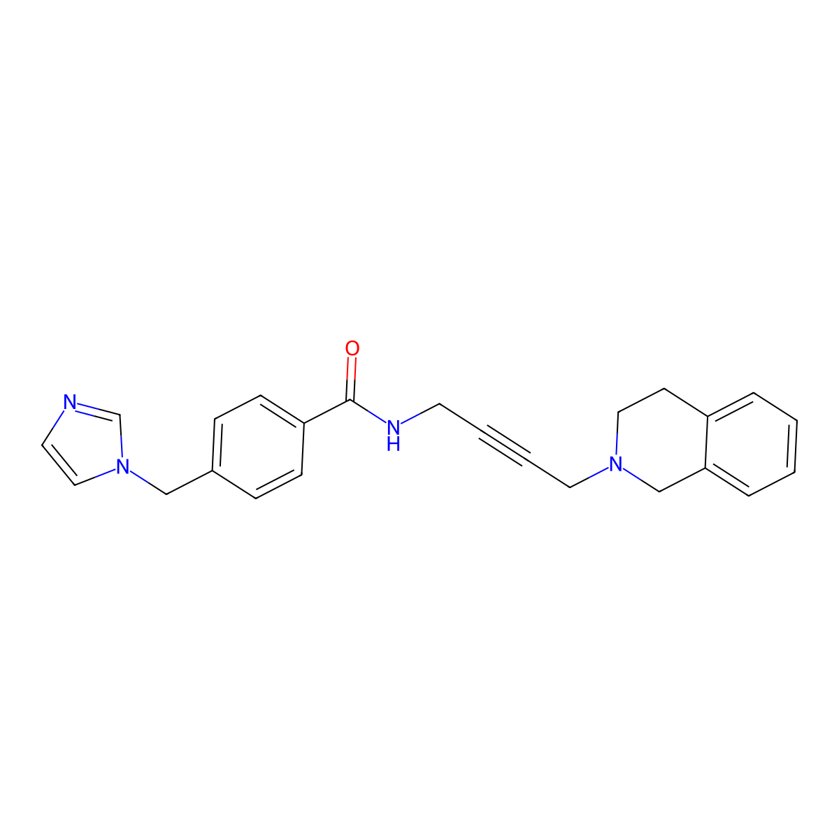4-((1H-imidazol-1-yl)methyl)-N-(4-(3,4-dihydroisoquinolin-2(1H)-yl)but-2-yn-1-yl)benzamide molecular structure, CAS 1351660-17-7