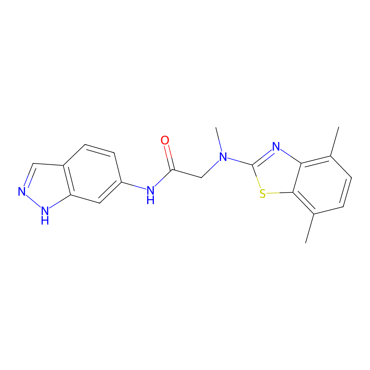 2-((4,7-dimethylbenzo[d]thiazol-2-yl)(methyl)amino)-N-(1H-indazol-6-yl)acetamide molecular structure, CAS 1351660-21-3
