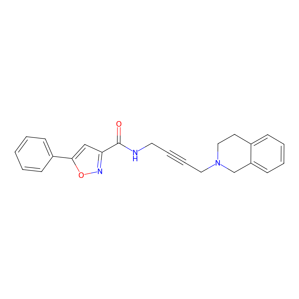N-(4-(3,4-dihydroisoquinolin-2(1H)-yl)but-2-yn-1-yl)-5-phenylisoxazole-3-carboxamide molecular structure, CAS 1351660-23-5
