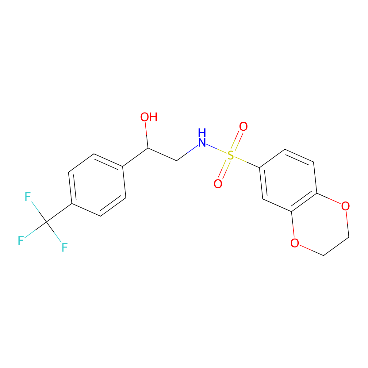 N-(2-hydroxy-2-(4-(trifluoromethyl)phenyl)ethyl)-2,3-dihydrobenzo[b][1,4]dioxine-6-sulfonamide molecular structure, CAS 1351660-27-9