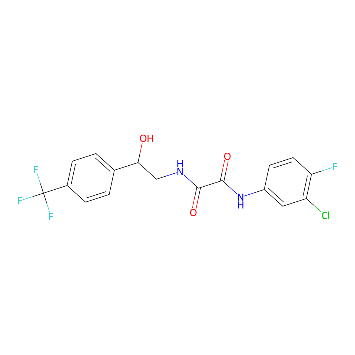 N1-(3-chloro-4-fluorophenyl)-N2-(2-hydroxy-2-(4-(trifluoromethyl)phenyl)ethyl)oxalamide molecular structure, CAS 1351660-34-8