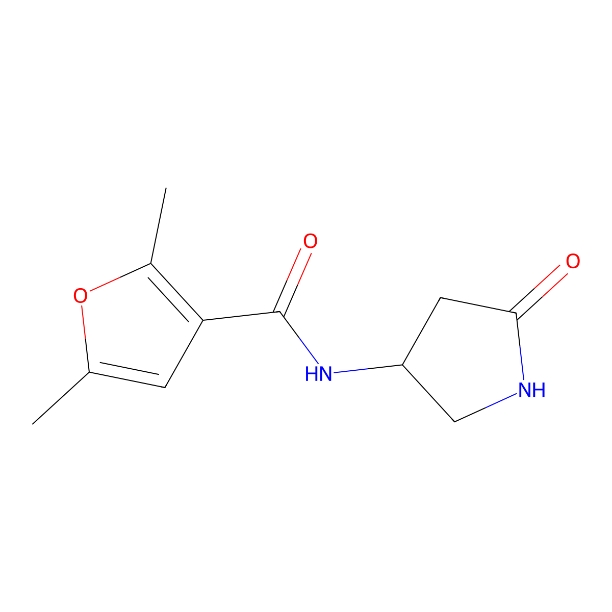 2,5-dimethyl-N-(5-oxopyrrolidin-3-yl)furan-3-carboxamide molecular structure, CAS 1351660-42-8