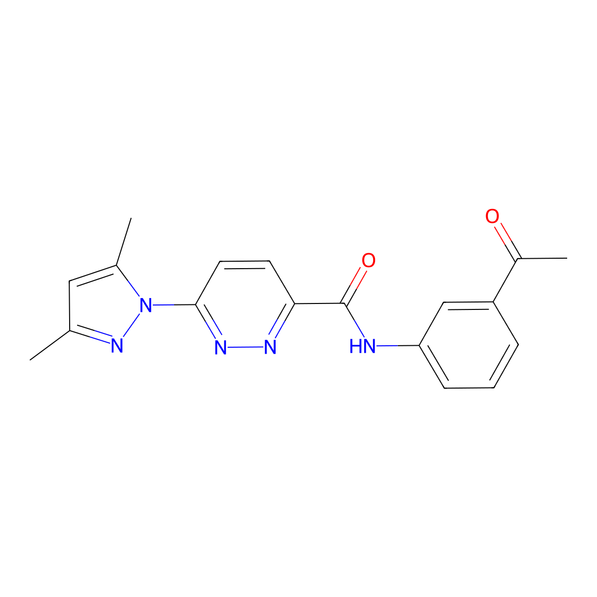 N-(3-acetylphenyl)-6-(3,5-dimethyl-1H-pyrazol-1-yl)pyridazine-3-carboxamide molecular structure, CAS 1351660-46-2