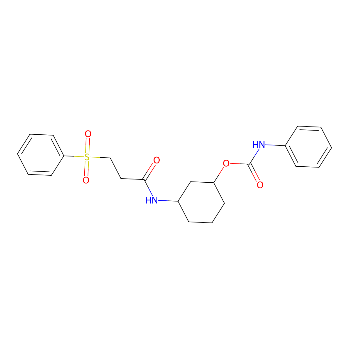 3-(3-(Phenylsulfonyl)propanamido)cyclohexyl phenylcarbamate molecular structure, CAS 1351660-47-3