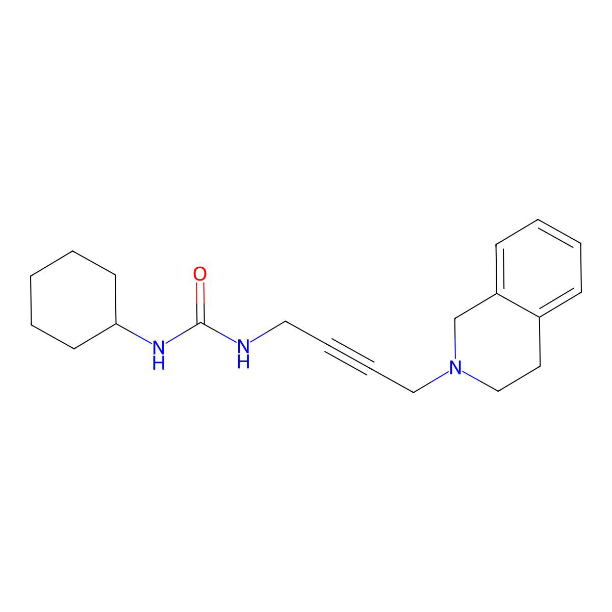 1-cyclohexyl-3-(4-(3,4-dihydroisoquinolin-2(1H)-yl)but-2-yn-1-yl)urea molecular structure, CAS 1351660-51-9
