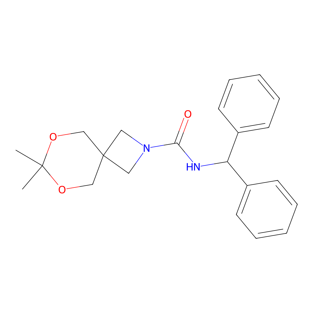 N-benzhydryl-7,7-dimethyl-6,8-dioxa-2-azaspiro[3.5]nonane-2-carboxamide molecular structure, CAS 1351660-53-1