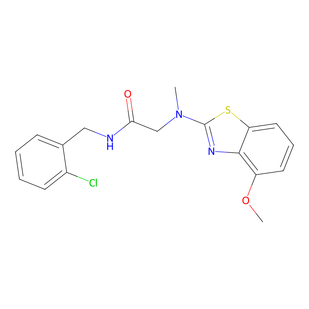 N-(2-chlorobenzyl)-2-((4-methoxybenzo[d]thiazol-2-yl)(methyl)amino)acetamide molecular structure, CAS 1351660-55-3