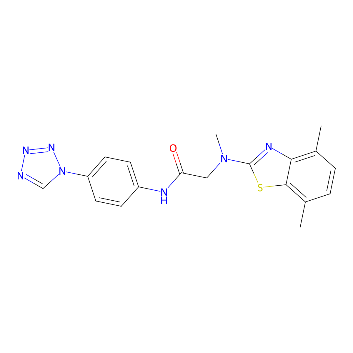 2-[(4,7-dimethyl-1,3-benzothiazol-2-yl)(methyl)amino]-N-[4-(1H-1,2,3,4-tetrazol-1-yl)phenyl]acetamide molecular structure, CAS 1351660-67-7