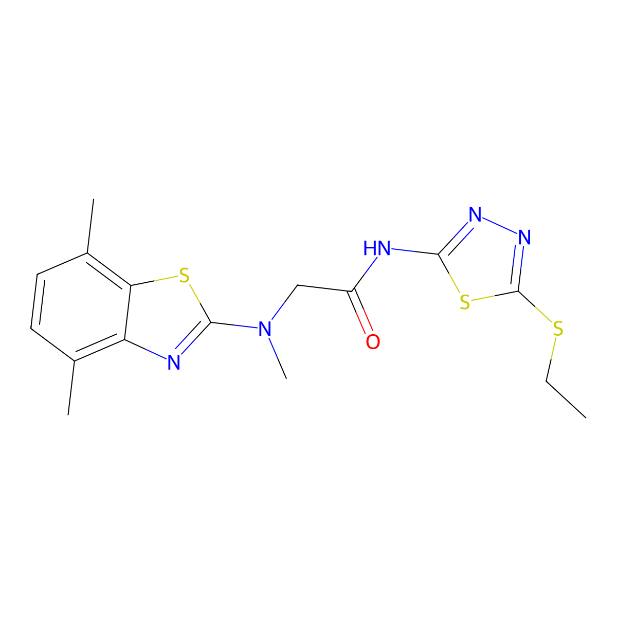 2-((4,7-dimethylbenzo[d]thiazol-2-yl)(methyl)amino)-N-(5-(ethylthio)-1,3,4-thiadiazol-2-yl)acetamide molecular structure, CAS 1351660-69-9