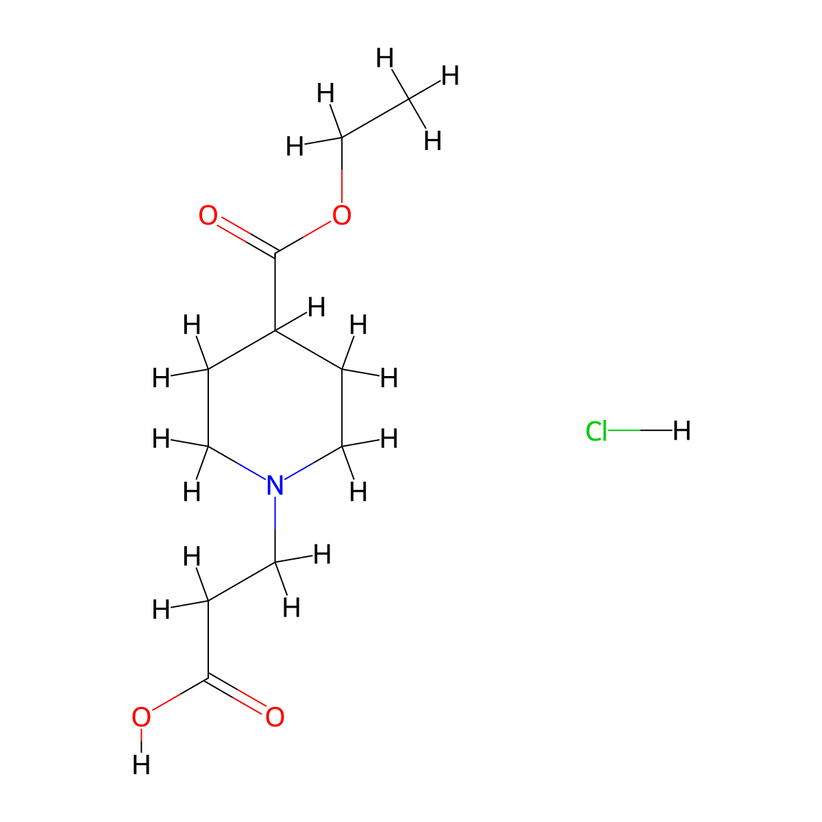 3-[4-(Ethoxycarbonyl)piperidin-1-yl]propanoic acid hydrochloride molecular structure, CAS 1351660-70-2