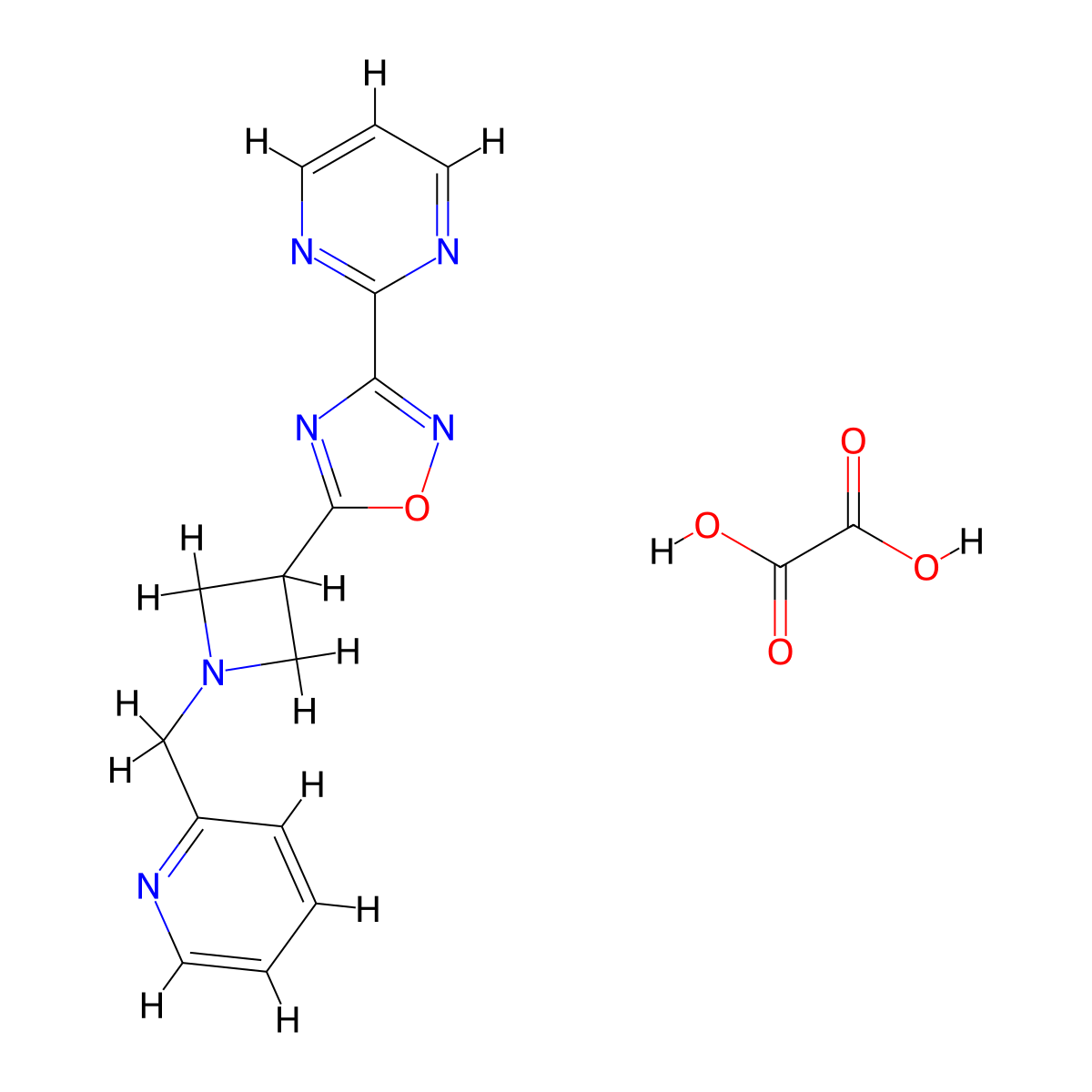 5-(1-(Pyridin-2-ylmethyl)azetidin-3-yl)-3-(pyrimidin-2-yl)-1,2,4-oxadiazole oxalate molecular structure, CAS 1351660-71-3