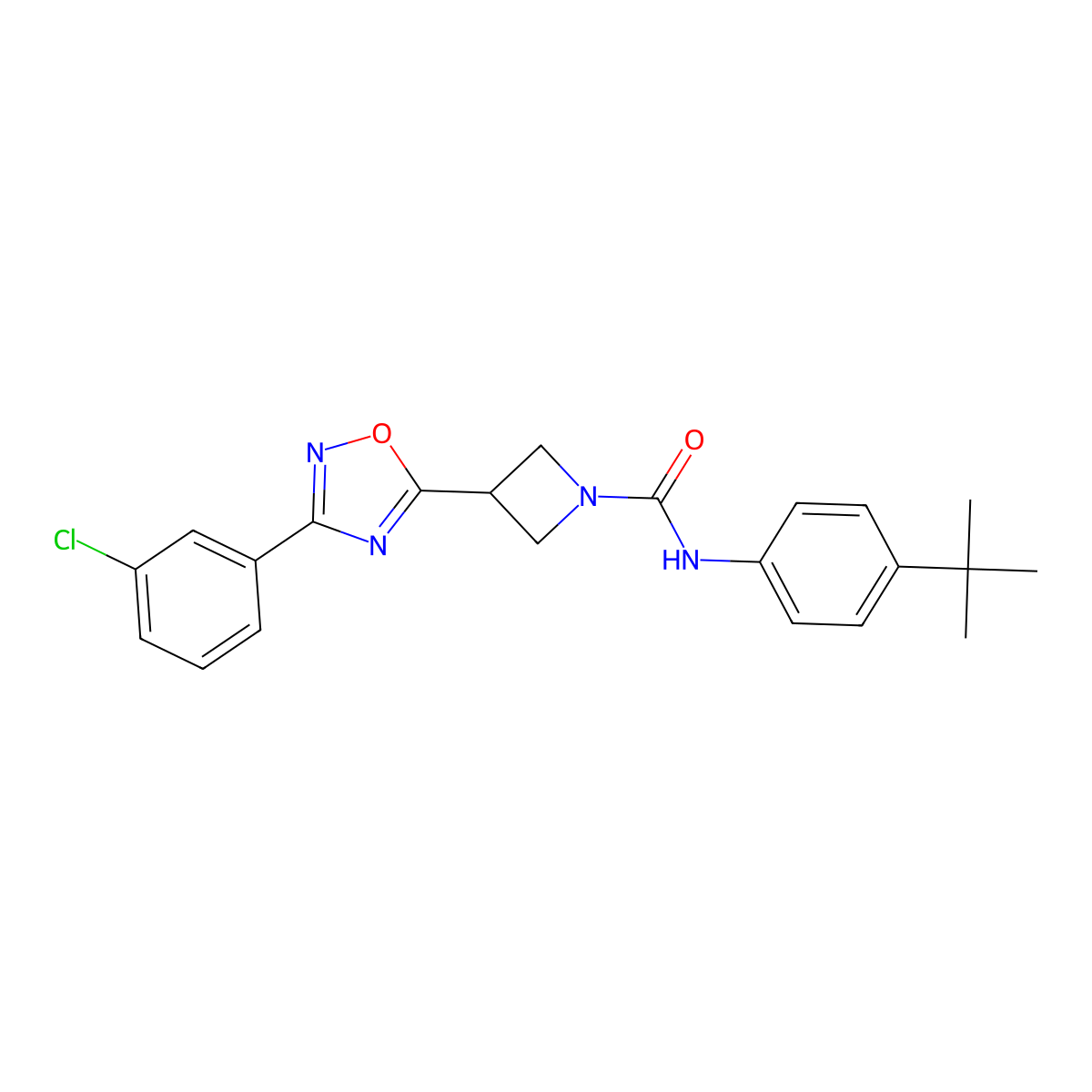 N-(4-(tert-butyl)phenyl)-3-(3-(3-chlorophenyl)-1,2,4-oxadiazol-5-yl)azetidine-1-carboxamide molecular structure, CAS 1351660-76-8