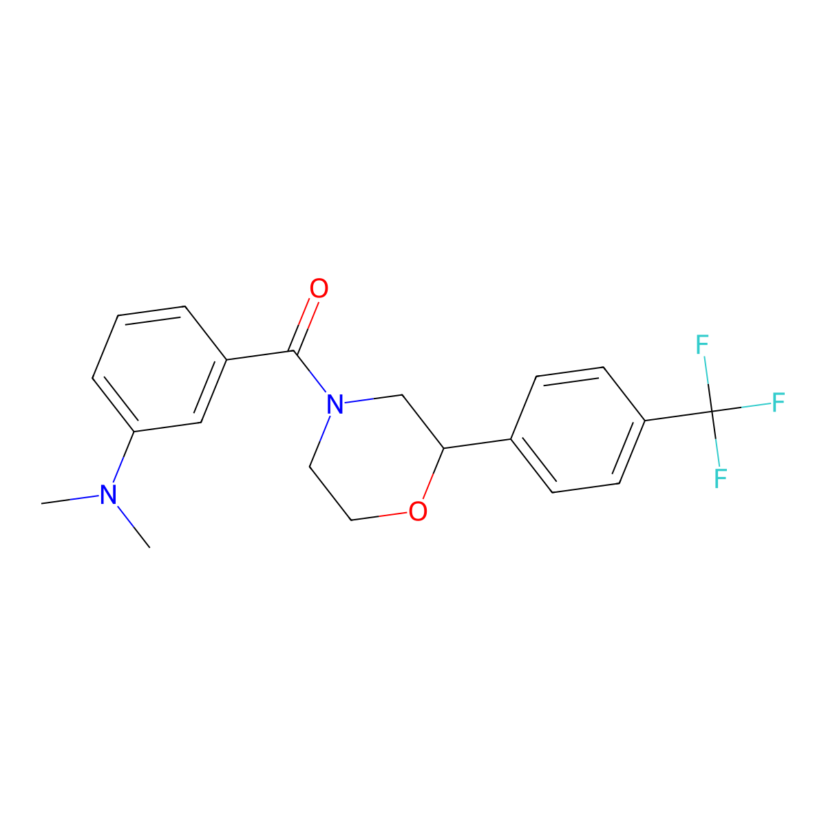 (3-(Dimethylamino)phenyl)(2-(4-(trifluoromethyl)phenyl)morpholino)methanone molecular structure, CAS 1351660-83-7