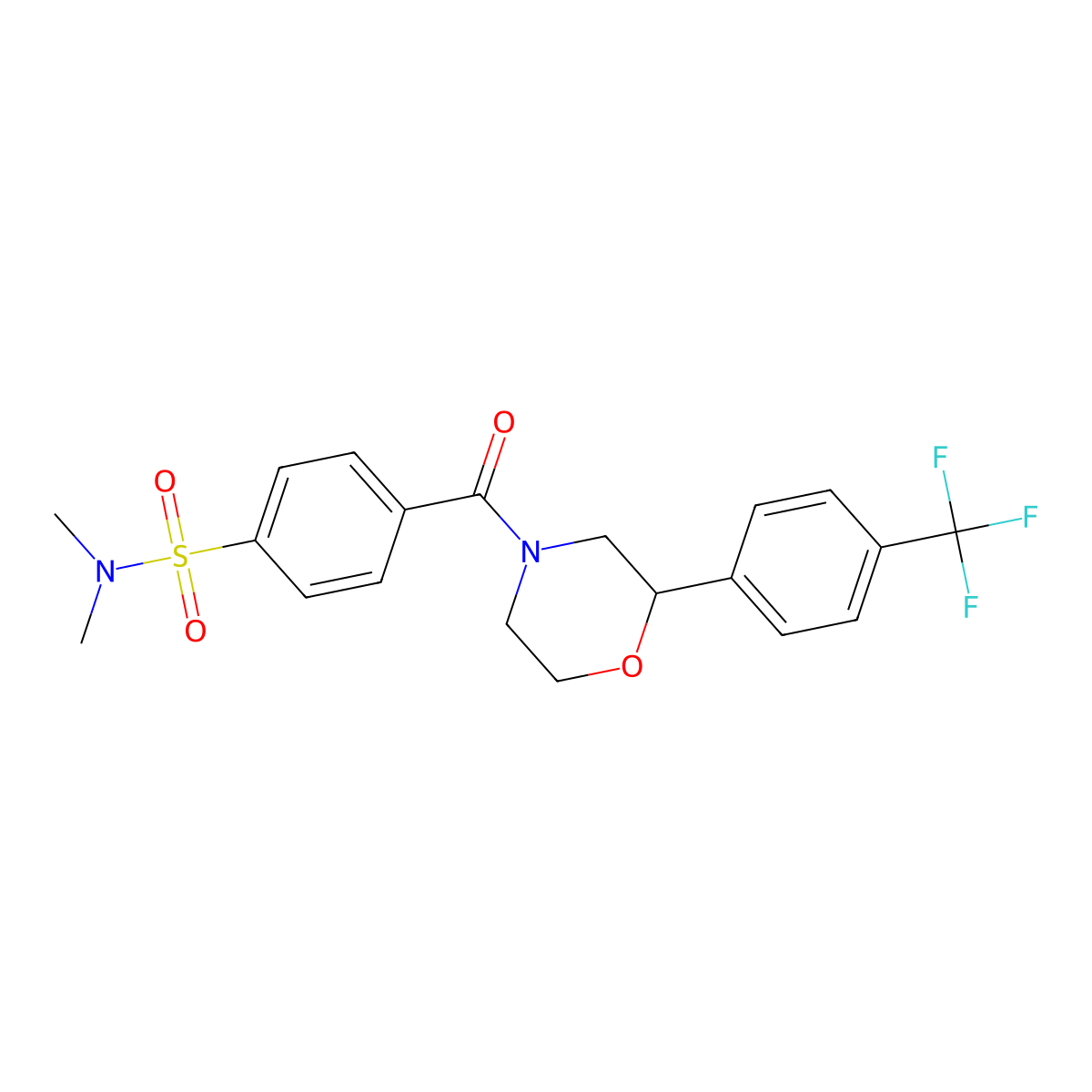 N,N-dimethyl-4-(2-(4-(trifluoromethyl)phenyl)morpholine-4-carbonyl)benzenesulfonamide molecular structure, CAS 1351660-86-0