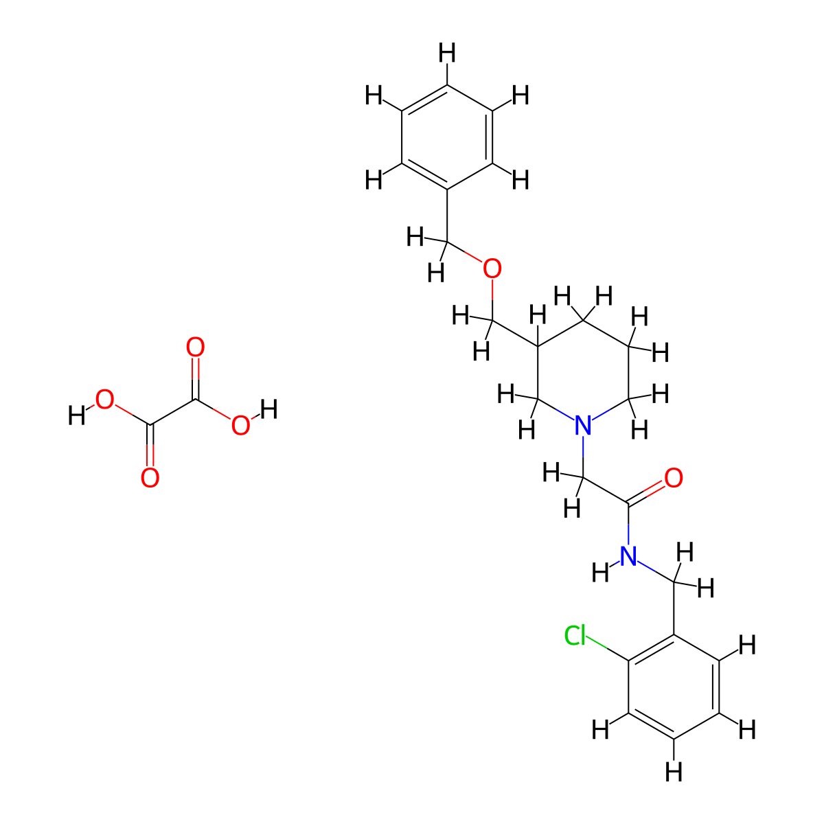 2-(3-((benzyloxy)methyl)piperidin-1-yl)-N-(2-chlorobenzyl)acetamide oxalate molecular structure, CAS 1351660-89-3