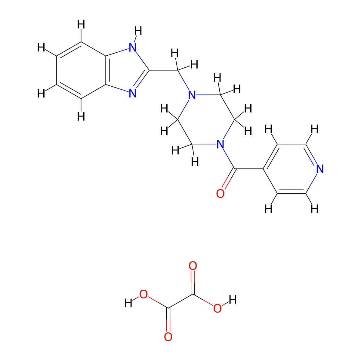 (4-((1H-benzo[d]imidazol-2-yl)methyl)piperazin-1-yl)(pyridin-4-yl)methanone oxalate molecular structure, CAS 1351660-94-0