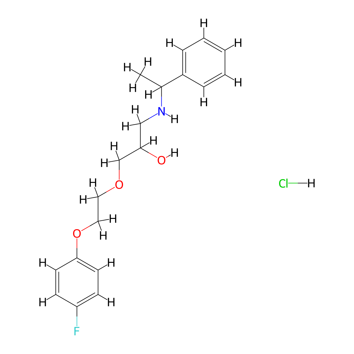 1-(2-(4-Fluorophenoxy)ethoxy)-3-((1-phenylethyl)amino)propan-2-ol hydrochloride molecular structure, CAS 1351660-96-2