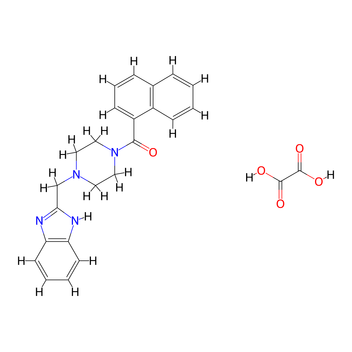 (4-((1H-benzo[d]imidazol-2-yl)methyl)piperazin-1-yl)(naphthalen-1-yl)methanone oxalate molecular structure, CAS 1351660-97-3