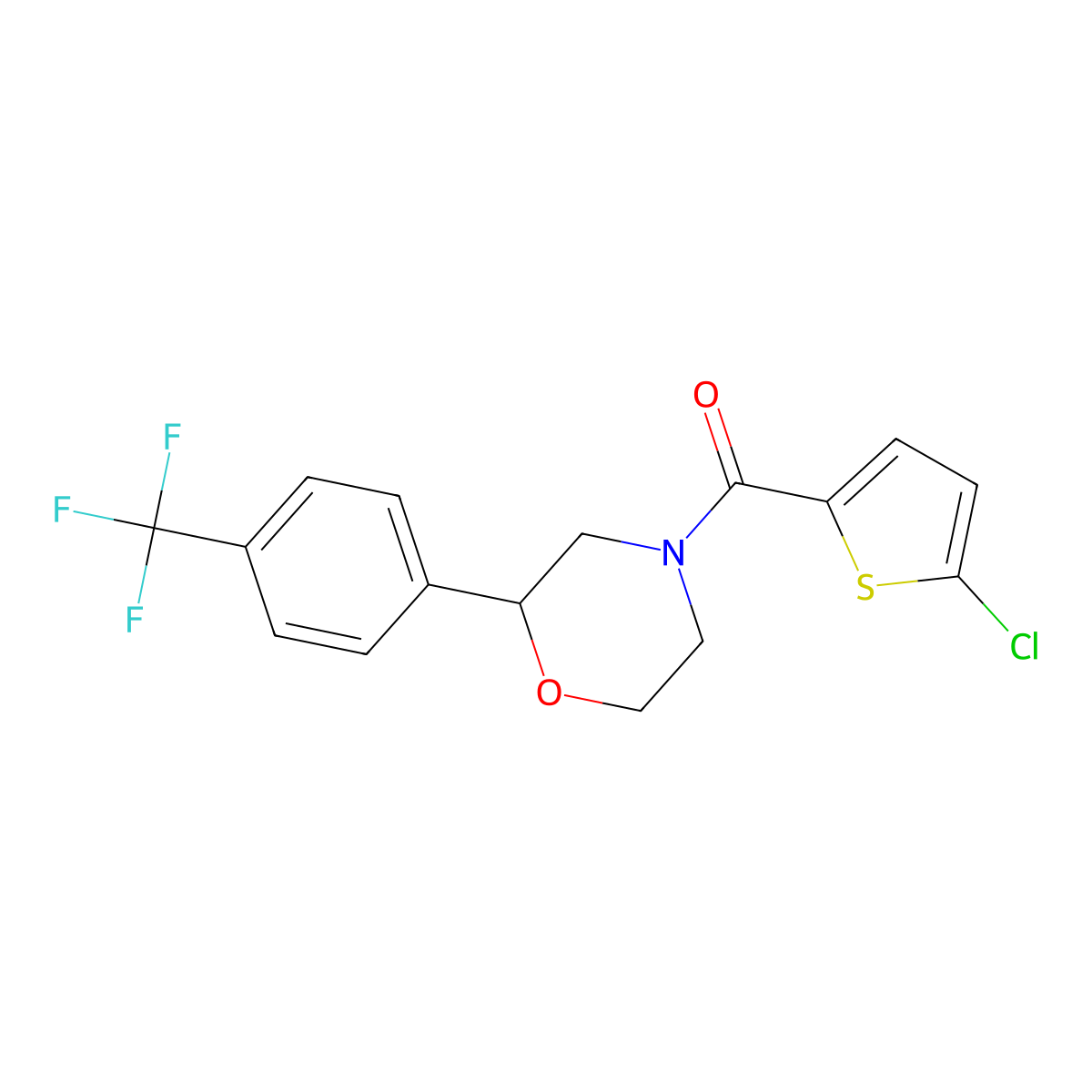(5-Chlorothiophen-2-yl)(2-(4-(trifluoromethyl)phenyl)morpholino)methanone molecular structure, CAS 1351660-99-5