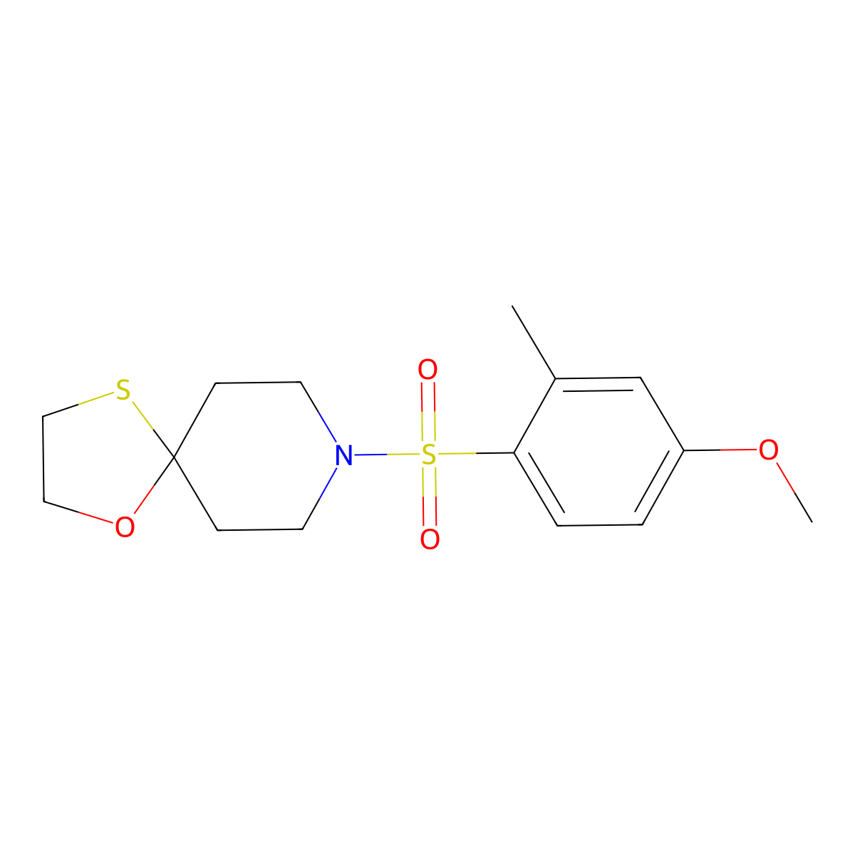 8-((4-Methoxy-2-methylphenyl)sulfonyl)-1-oxa-4-thia-8-azaspiro[4.5]decane molecular structure, CAS 1351661-04-5