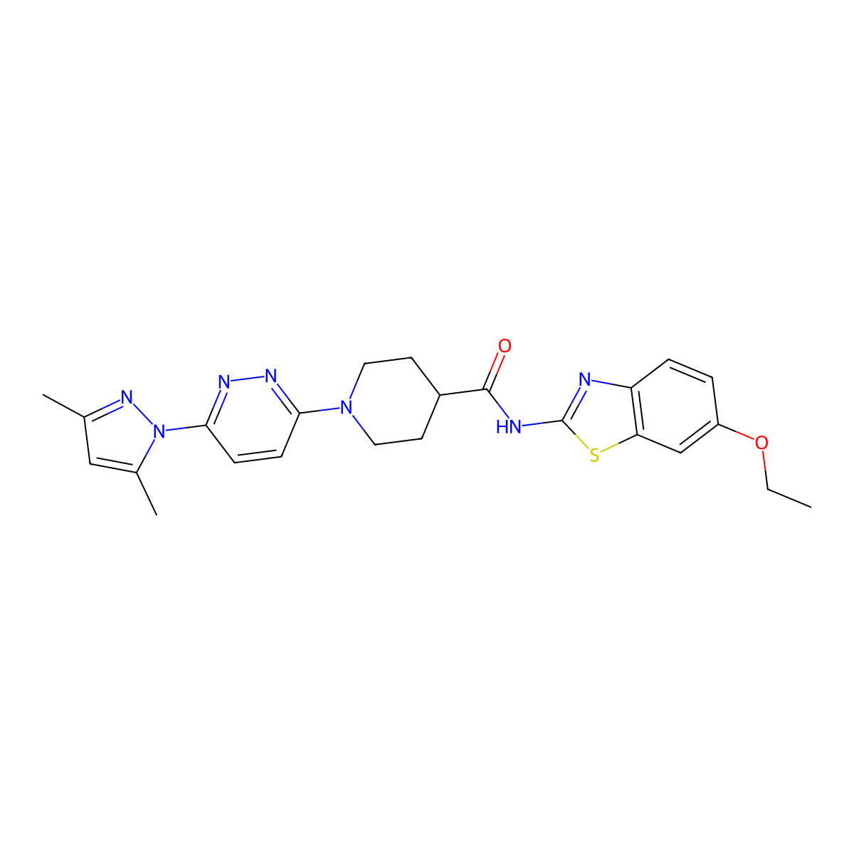 1-(6-(3,5-dimethyl-1H-pyrazol-1-yl)pyridazin-3-yl)-N-(6-ethoxybenzo[d]thiazol-2-yl)piperidine-4-carboxamide molecular structure, CAS 1351661-11-4