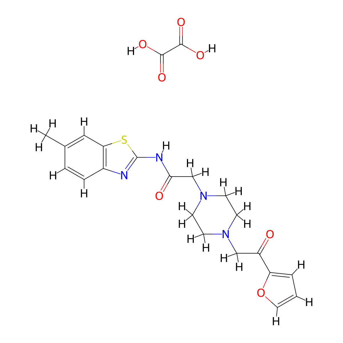 2-(4-(2-(furan-2-yl)-2-oxoethyl)piperazin-1-yl)-N-(6-methylbenzo[d]thiazol-2-yl)acetamide oxalate molecular structure, CAS 1351661-12-5