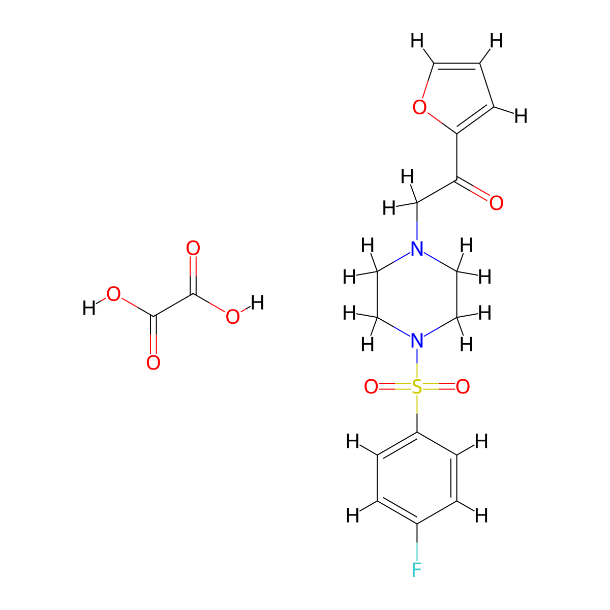 2-(4-((4-Fluorophenyl)sulfonyl)piperazin-1-yl)-1-(furan-2-yl)ethanone oxalate molecular structure, CAS 1351661-16-9