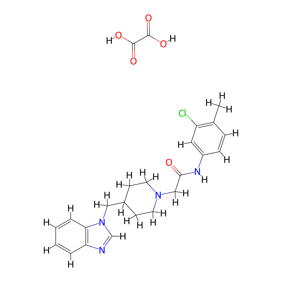 2-(4-((1H-benzo[d]imidazol-1-yl)methyl)piperidin-1-yl)-N-(3-chloro-4-methylphenyl)acetamide oxalate molecular structure, CAS 1351661-31-8